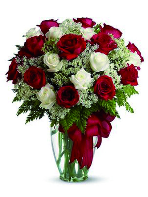 Bouquet Di Rose Bianche E Rosse Con Consegna A Domicilio